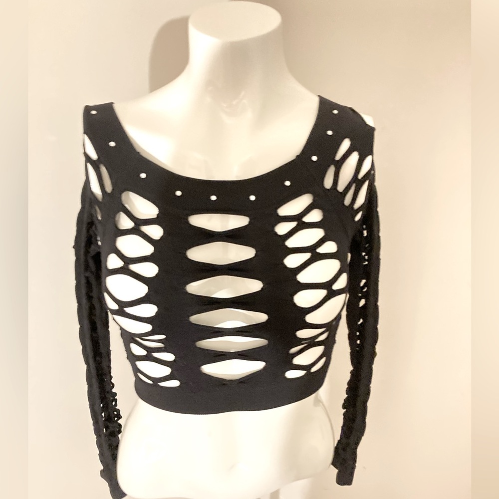 NWOT Holey Blouse with Rhinestones
